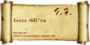 Ivicz Héra névjegykártya